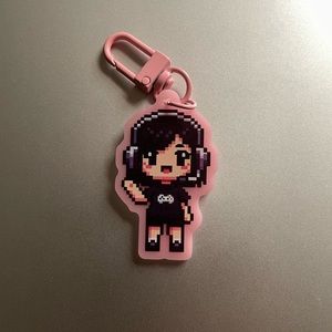Gamer Girl Pixel Character Keychain